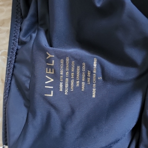 NEW! LIVELY Recycled The V One Piece Swimsuit  Navy Blue and White - Picture 7 of 7